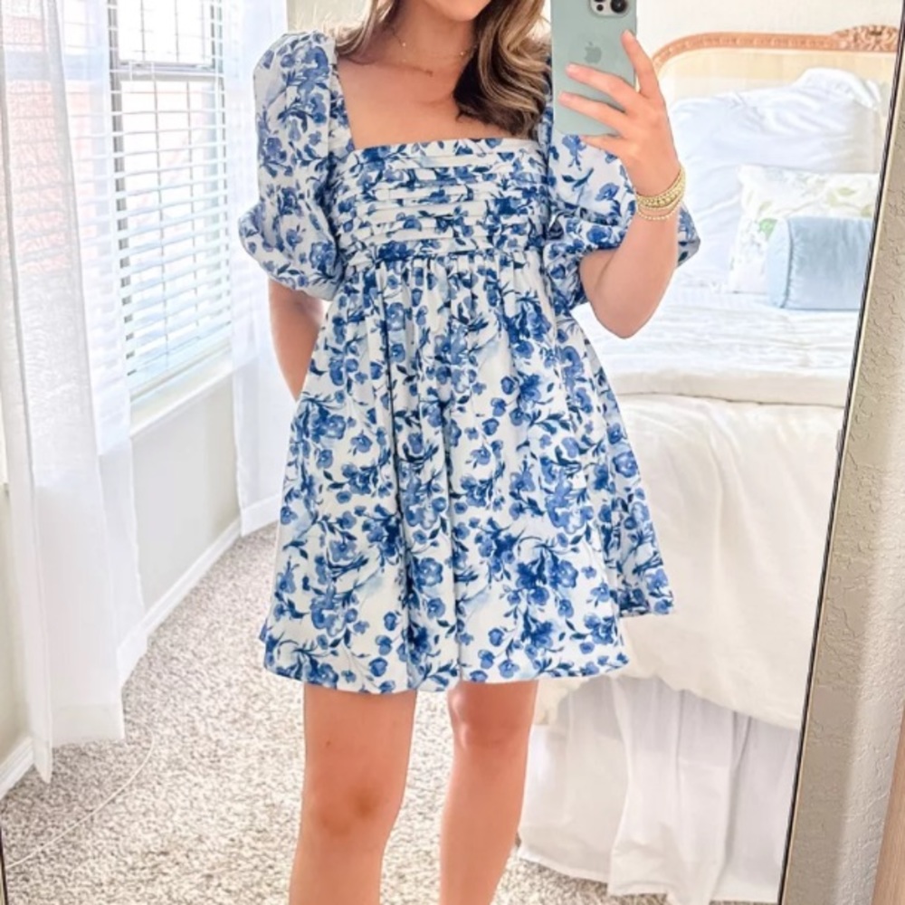 Abercrombie Emerson Poplin Puff Sleeve Mini Dress